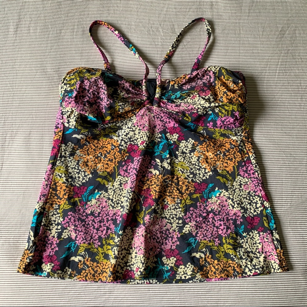 Lands End Floral Multicolor Swim Tankini Top